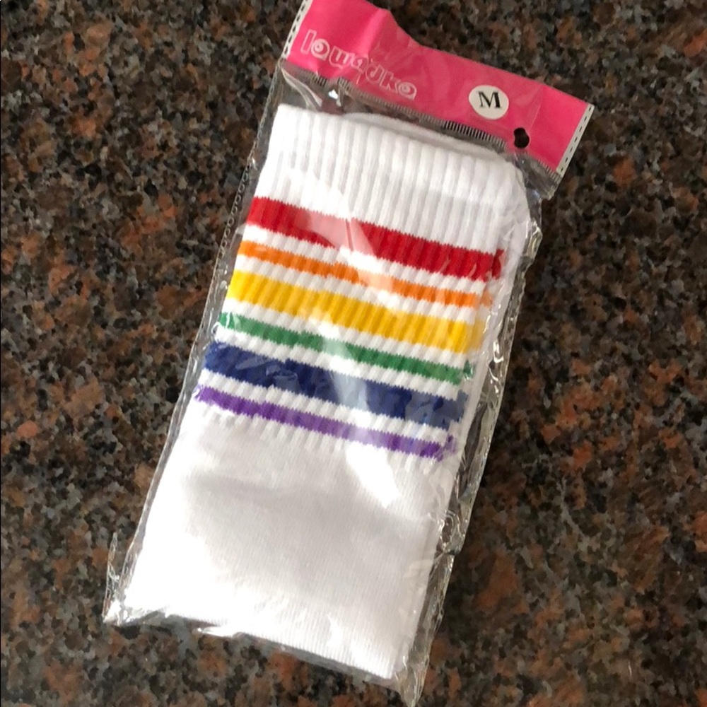 9 pairs of kids rainbow knee high socks